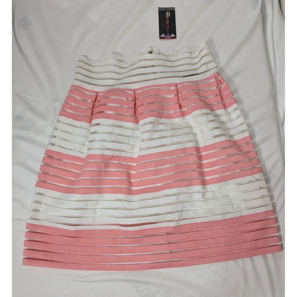 Women's‎ Ko Ko Ailis Fashion Pink And White Skirt - Size Medium